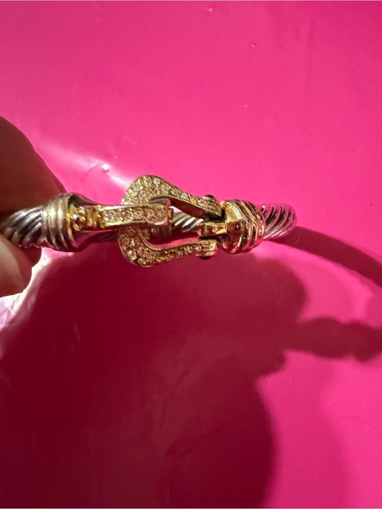 Jewelry - VTG Twisted Cable Renaissance Revival CZ's & Buckle Design Bracelet Bangle